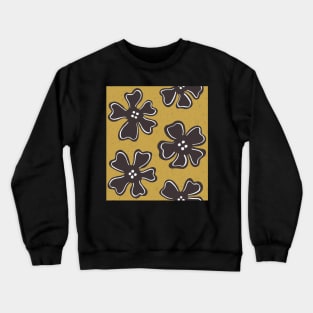 Pattern of button brown flowers on satin sheen gold Crewneck Sweatshirt